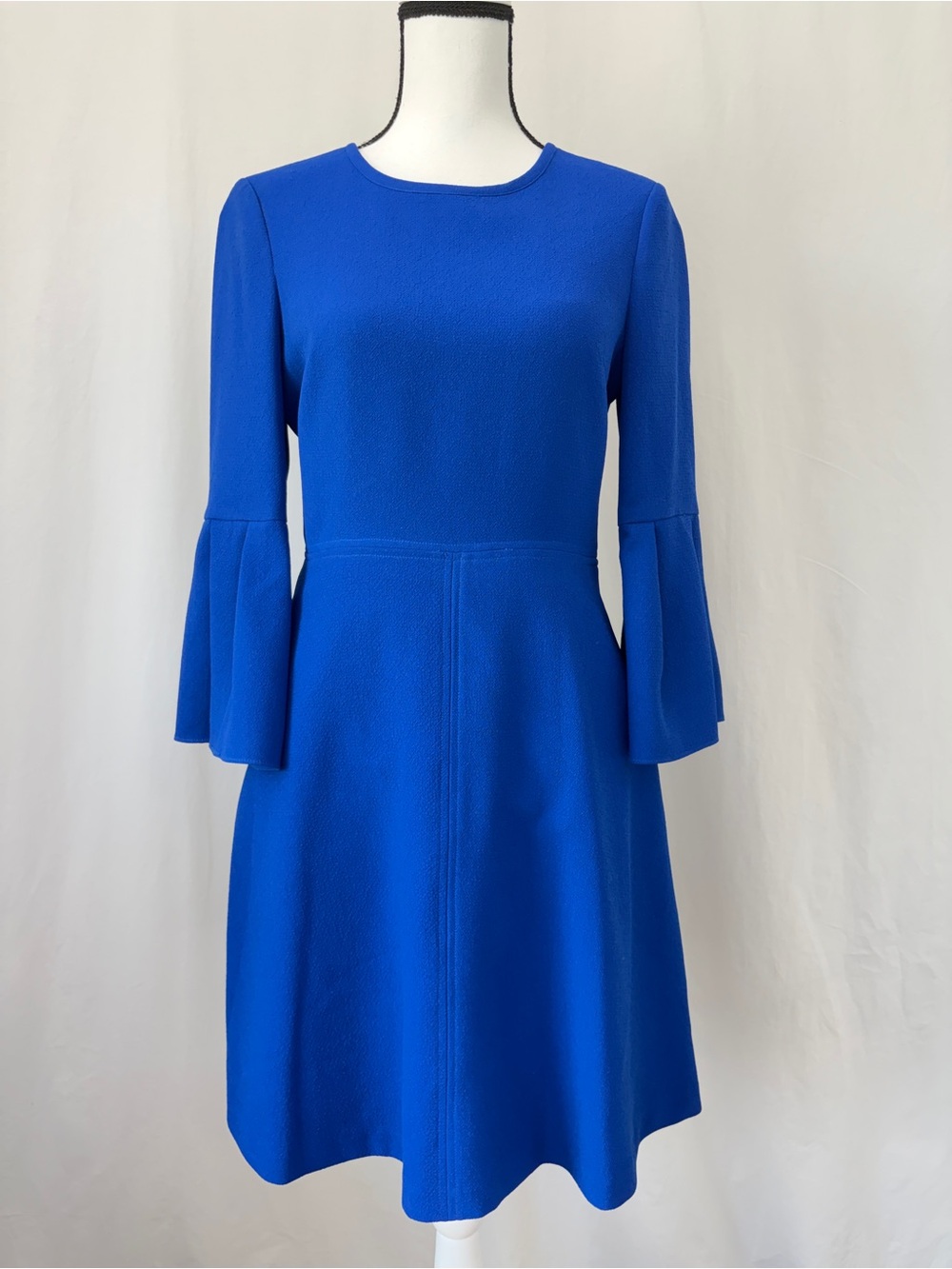 Eliza J Seamed Fit & Flare Cobalt Blue Wedding Guest Dress Bell Sleeve Size 4